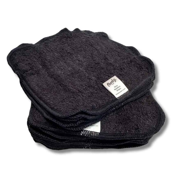 Washable Cloth Bamboo Terry Baby Wipes - Charcoal Grey